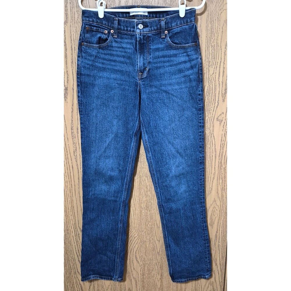 Abercrombie & Fitch The 90's Straight Mid Rise Royal Blue Denim Jeans Sz 27L NEW